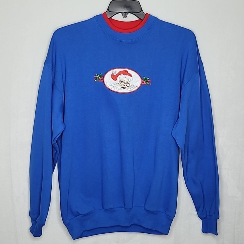 Vtg MC Energy Santa Clause Christmas Sweater Size Large